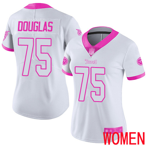 Tennessee Titans Limited White Pink Women Jamil Douglas Jersey NFL Football #75 Rush Fashion->women nfl jersey->Women Jersey